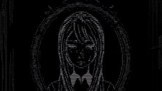 ASCII art of a woman's face crying.