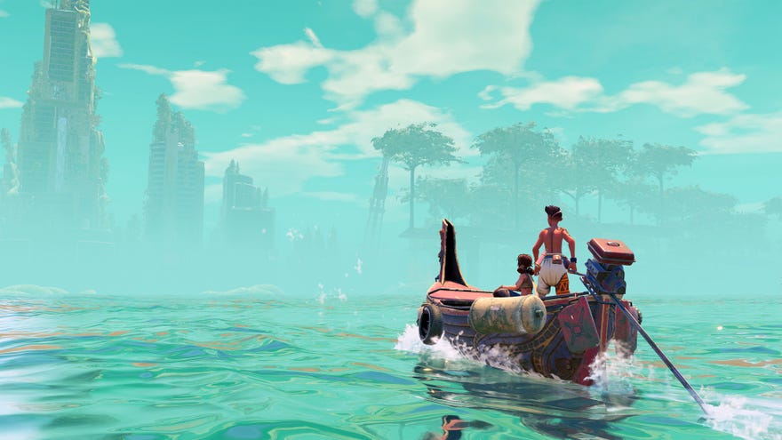Sailing the flooded world in a Submerged: Hidden Depths screenshot.