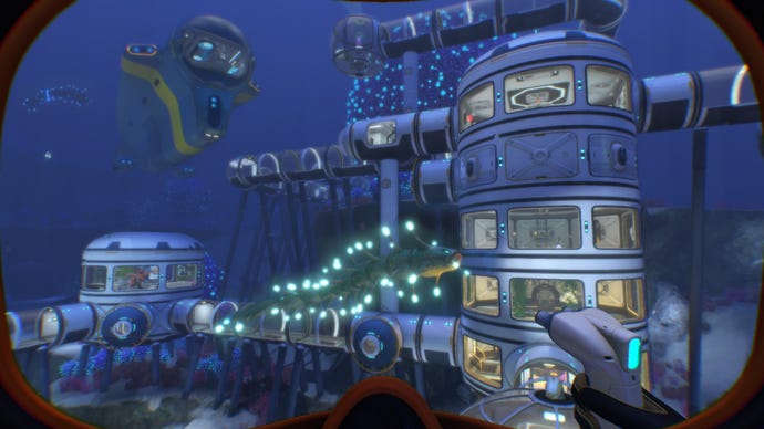 Undersea exploration in a Subnautica screenshot.