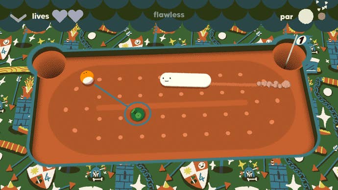 A top down view of a pocked pool course in Subpar Pool