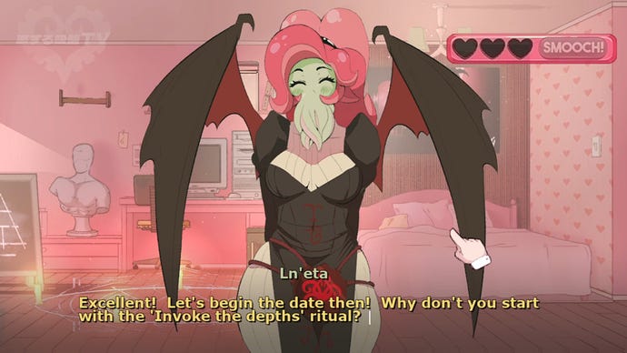Ln’eta the Cthulhu Girl invites you to perform her summoning ritual in Sucker For Love: First Date.