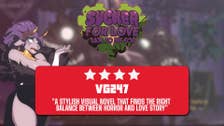 Rhok'zan rolls her eyes at the Sucker for Love: Date to Die For logo above the review template. 4-stars, caption: "A stylish visual novel that finds the right balance between horror and love story".