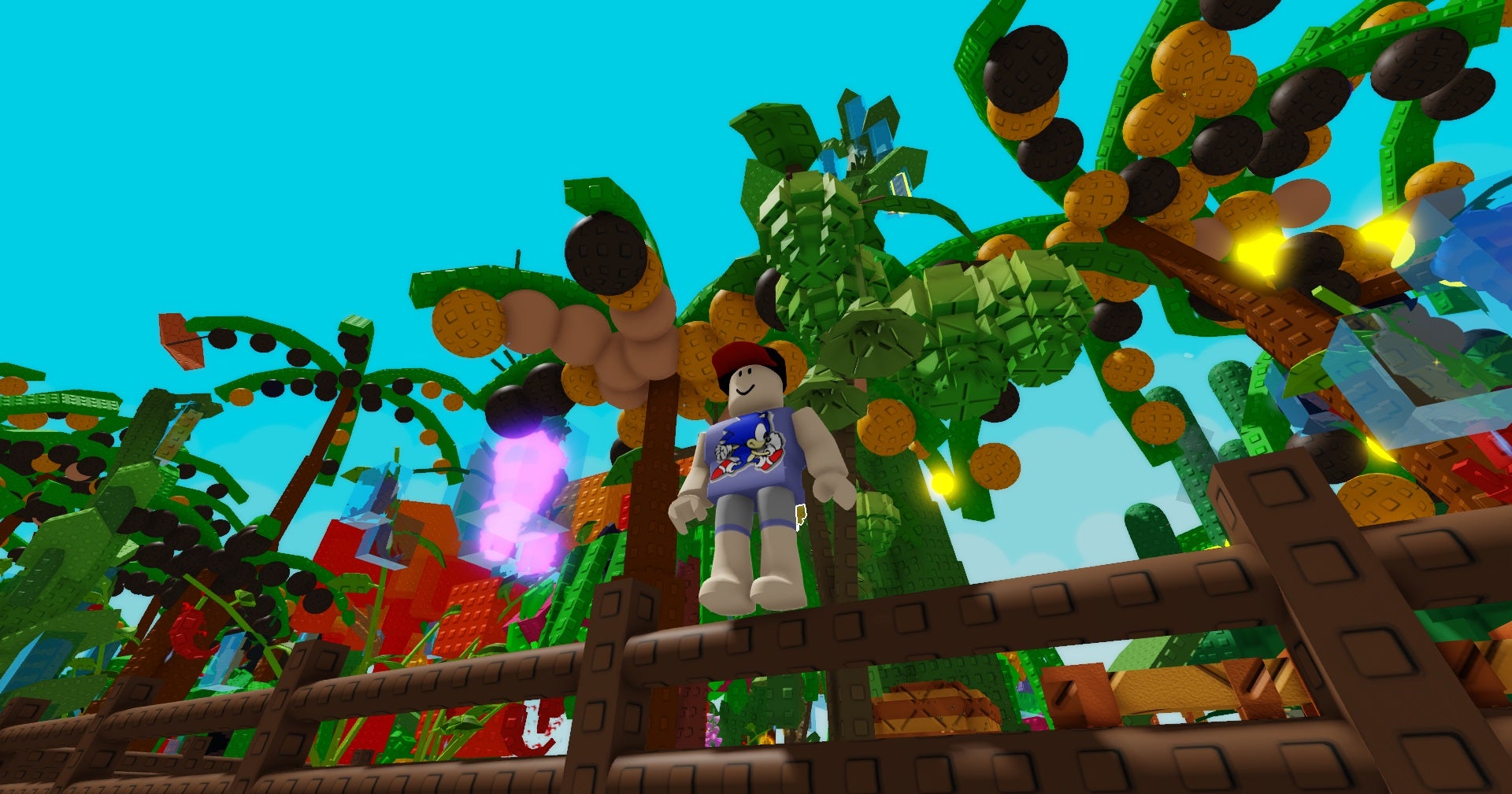 A Roblox player stands under a selection of Coconut and Sugar Apple trees. - 1