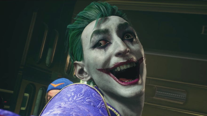 The Elseworlds Joker laughs up close in his reveal as a playable character for Suicide Squad: Kill the Justice League