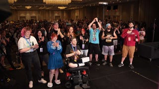 The runners, organisers, and audience of Summer Games Done Quick cheer and celebrate the cash raised for chairty during their event in 2024.