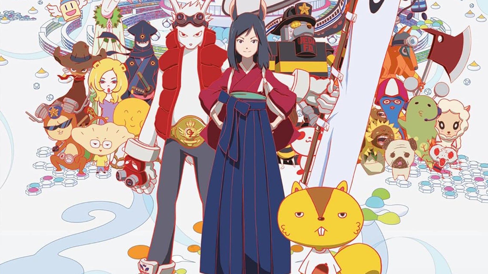 Artwork for the anime Summer Wars, showing the main characters' avatars in the virtual reality world of OZ. - 4