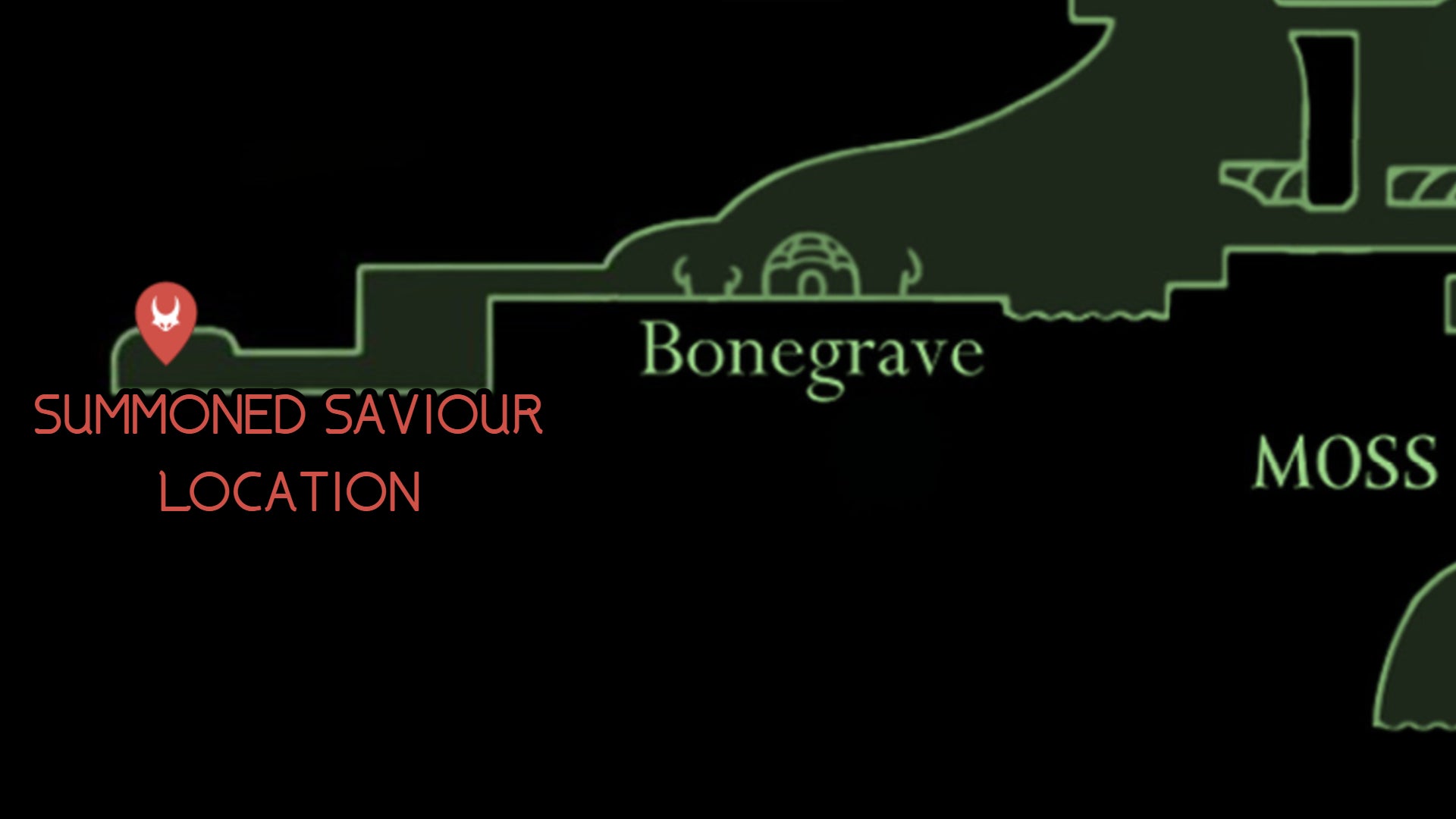 A map showing the location of the Summoned Saviour boss in Hollow Knight: Silksong. - 97