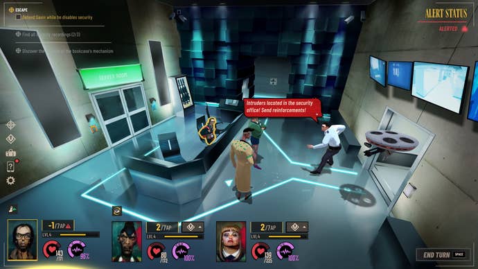 A group of intruders are confronted by guards in Sunday Gold