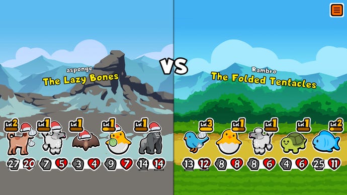 An animal battle brewing in a Super Auto Pets screenshot.