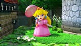 Princess Peach with umbrella in the Super Mario RPG remake.