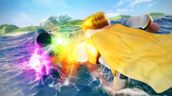 The header image for Super Power Grinding Simulator in Roblox.