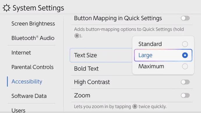 Switching 2 Accessibility text