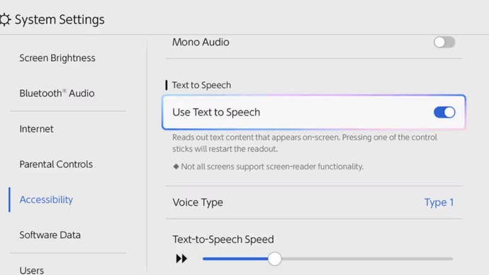 Communicate 2 accessibility text to speech parameters