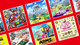 Images showing cover art for various Switch games receiving free Switch 2 upgrades, inluding Link's Awakening, Arms, and more.