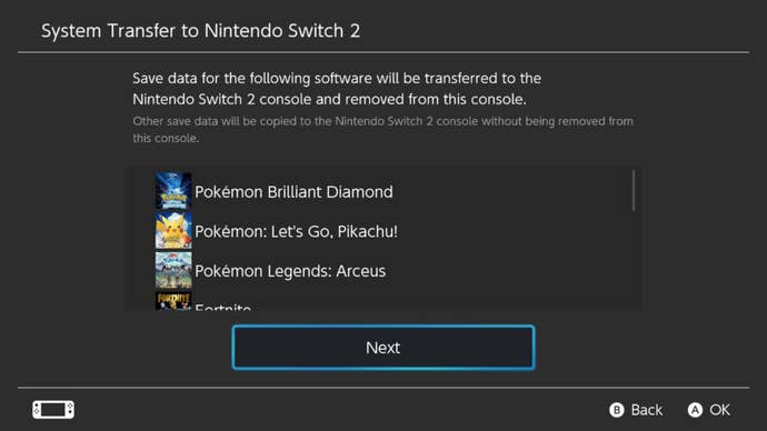 switch 2 Save data system transfer