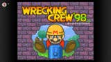 Wrecking Crew '98 title screen, showing Mario wielding a hammer.