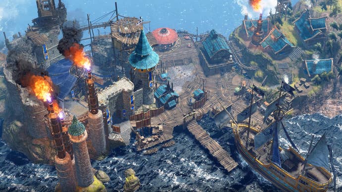 A birds-eye view of Elgado, the new town in Monster Hunter Rise: Sunbreak