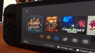 Switch UI close up, Cave Story and 1001 Spikes ports shown in hastily-deleted publisher tweet