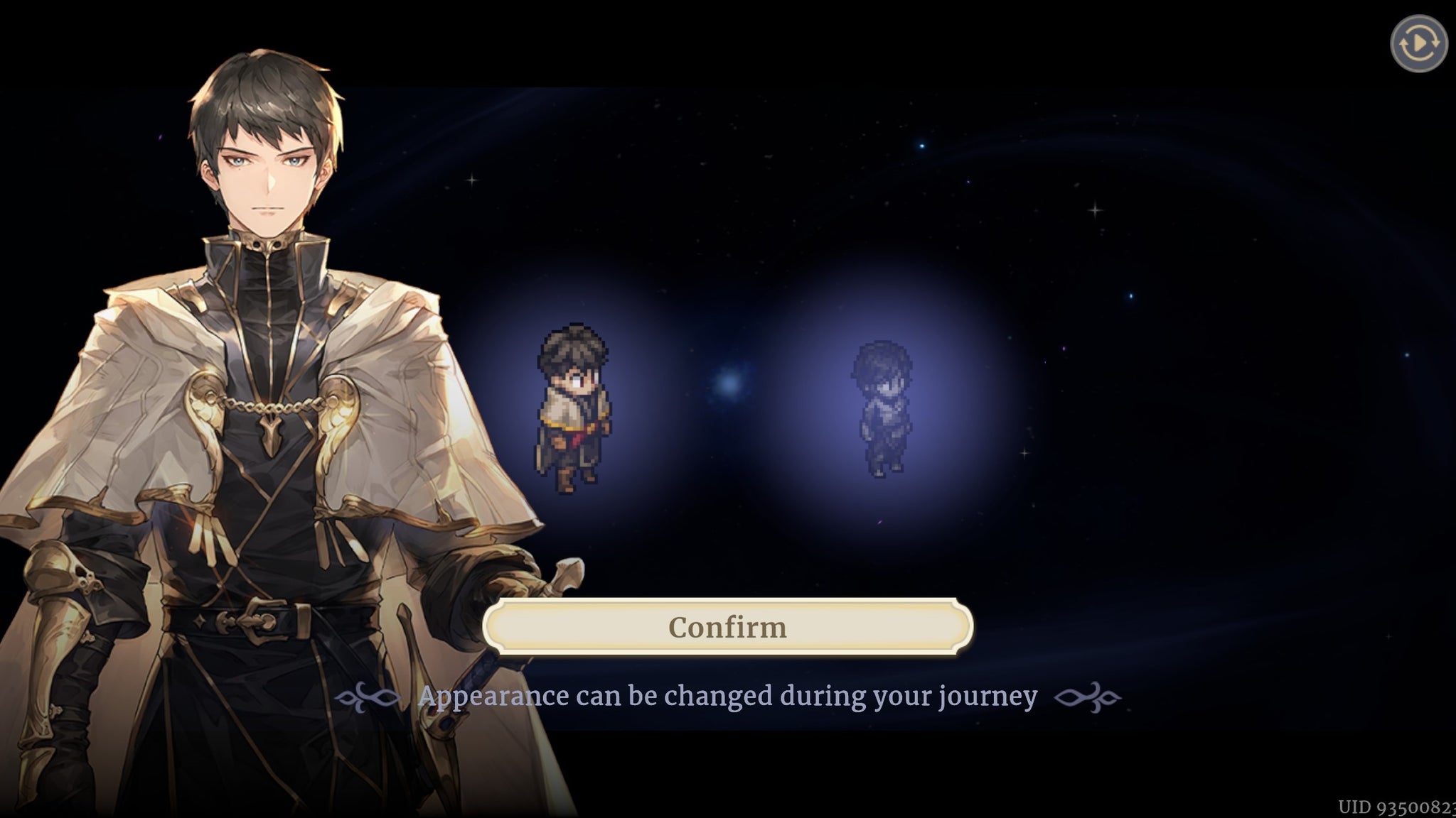 The character select screen where the player chooses the appearance of the Voyager in Sword of Convallaria. - 3