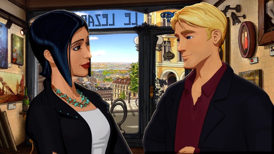 The heroes make eye contact in Broken Sword.