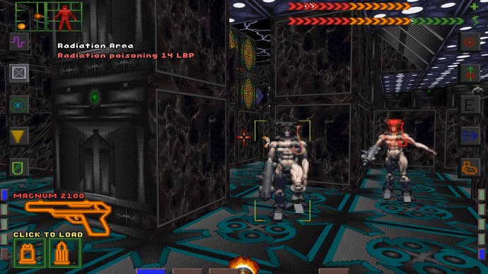 The player encounters two mutants in System Shock