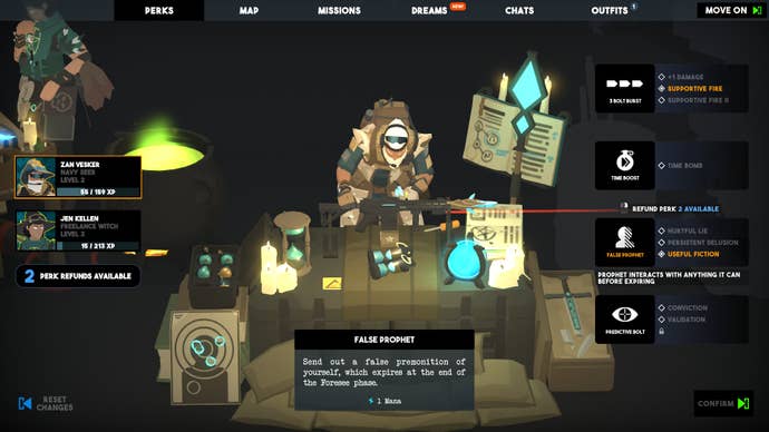 The perk selection screen in Tactical Breach Wizards. It’s got potions in it!