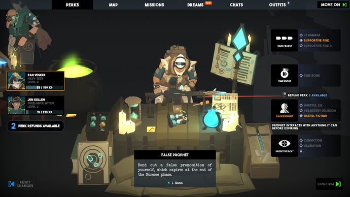 The perk selection screen in Tactical Breach Wizards. It’s got potions in it!