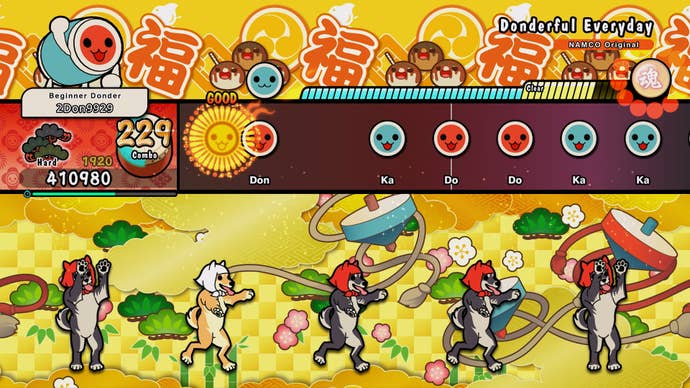 A colourful screenshot from Taiko no Tatsujin: Rhythm Festival.