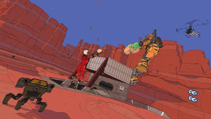 A fun little rollerskatey battle going on in Rollerdrome.