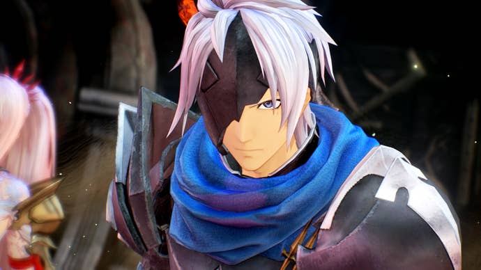 Close up of Tales of Arise masked anime protagonist