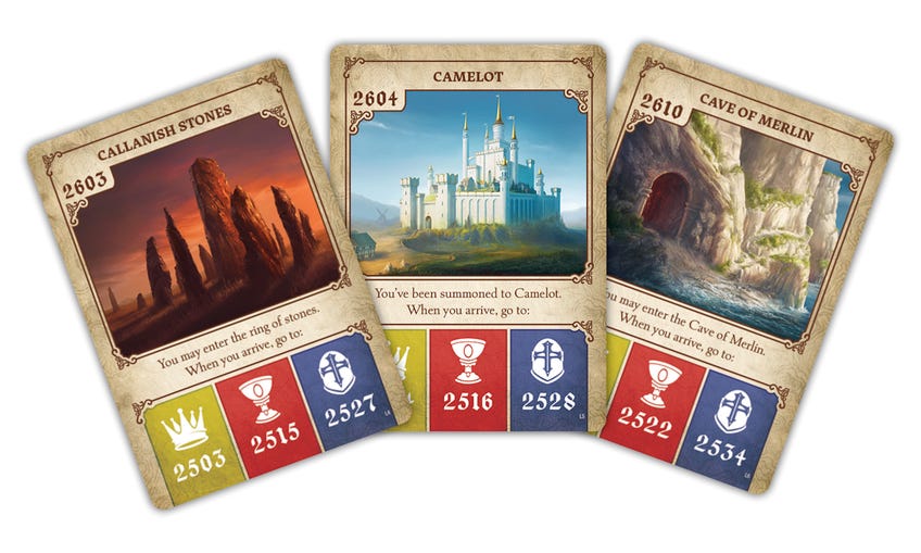 Tales of the Arthurian Knights cards from upcoming board game