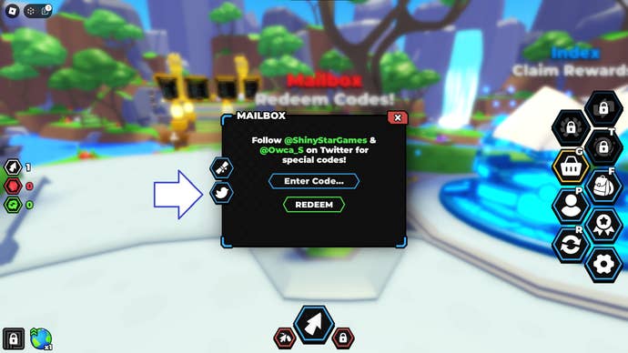 A screenshot from Tapping Legends Final in Roblox showing the game's codes page.