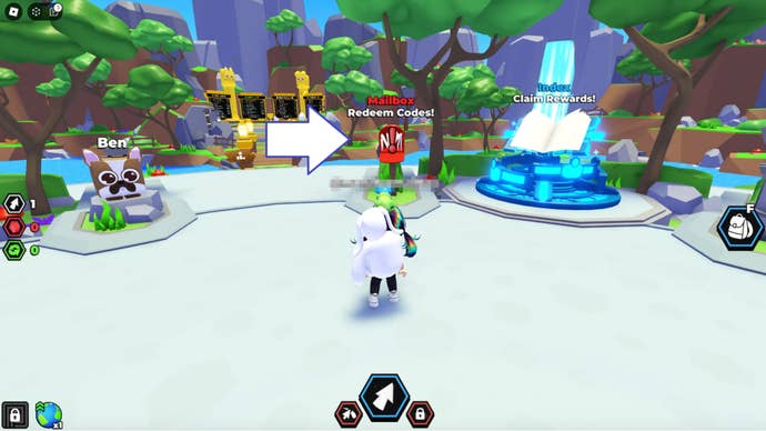 A screenshot from Tapping Legends Final in Roblox showing the game's mailbox.