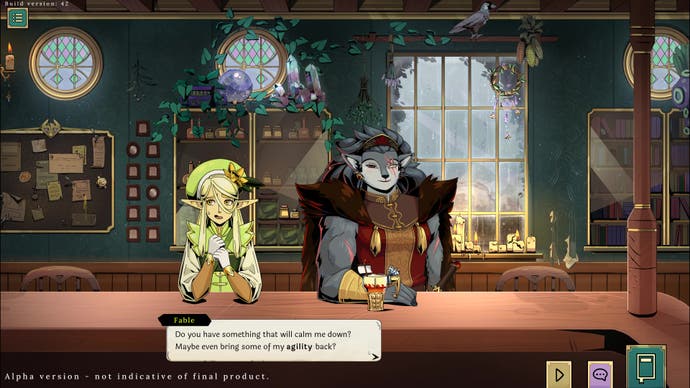 An elf and a werewolf talk about their drinks orders in Tavern Talk.