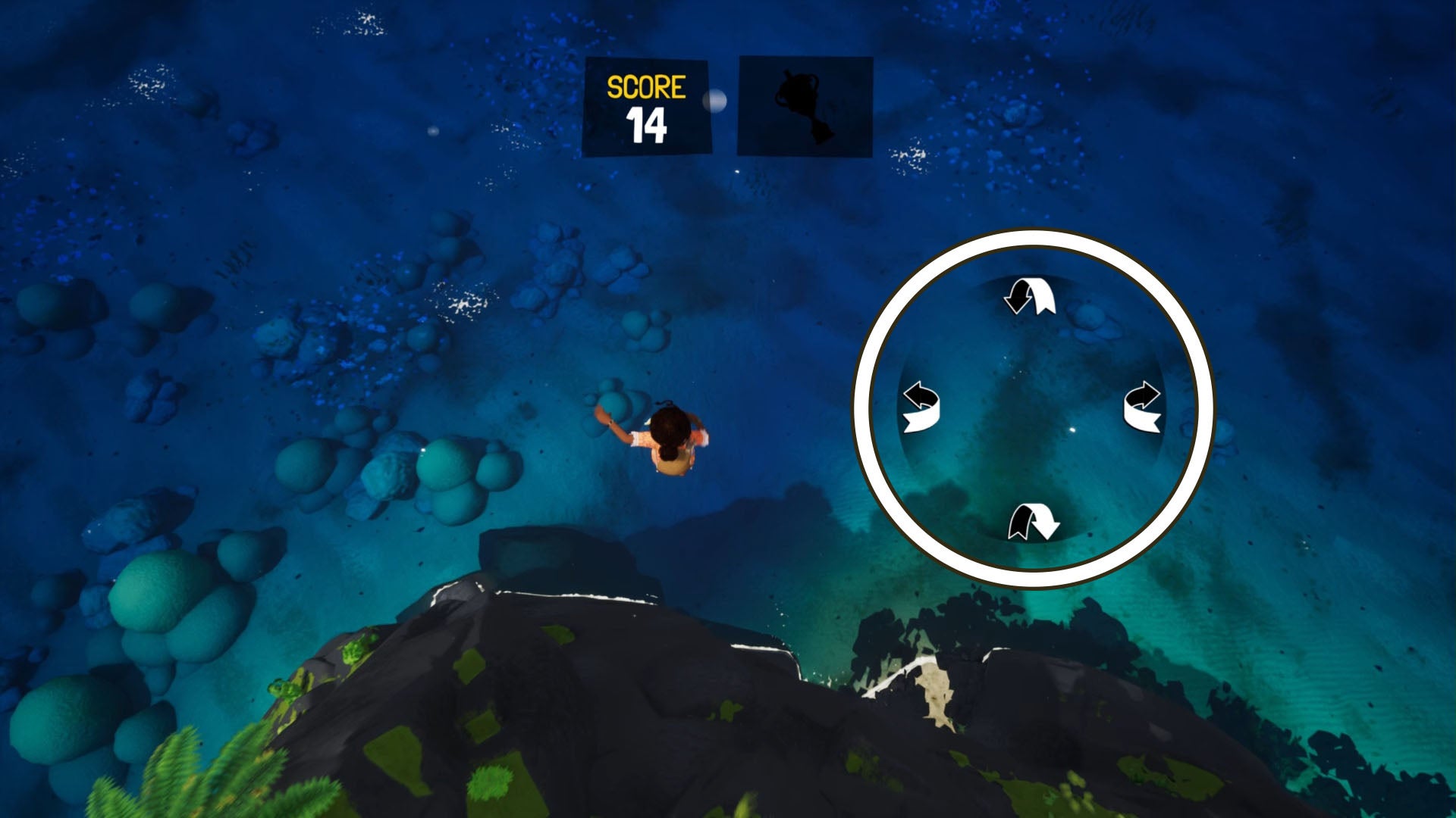 tchia diving challenge action menu example