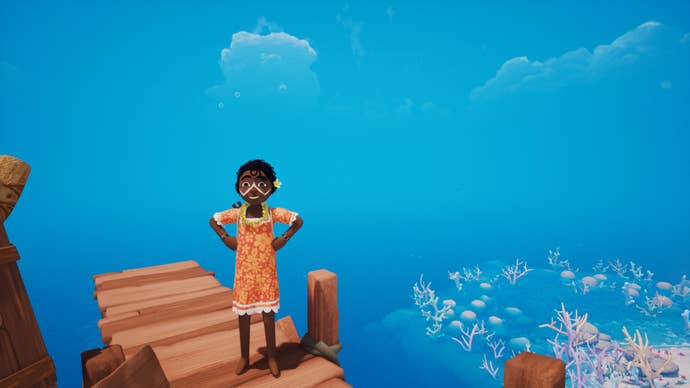 Tchia smiling on diving challenge near Mwaken Village