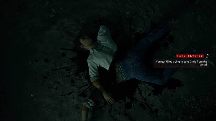 The Casting of Frank Stone screenshot shows a character’s body cleaved in half.