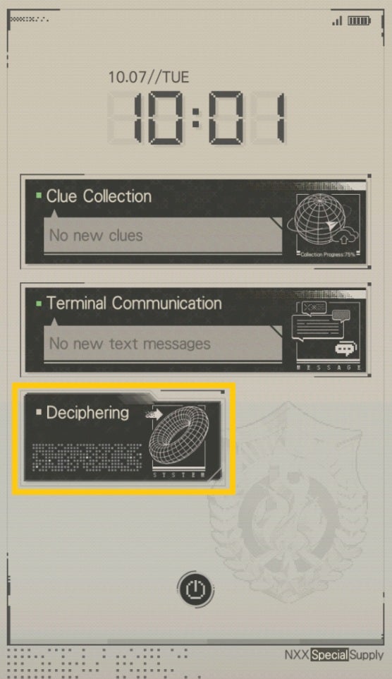 A retro-styled computer terminal interface from Tears of Themis' Island Suspense event. - 4