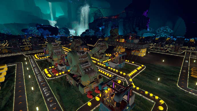 A vast underground factory in a Techtonica screenshot.