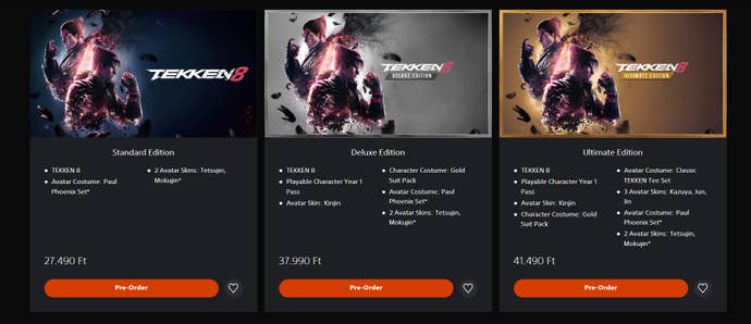 Tekken 8 edition information from early Hungary PSN store release