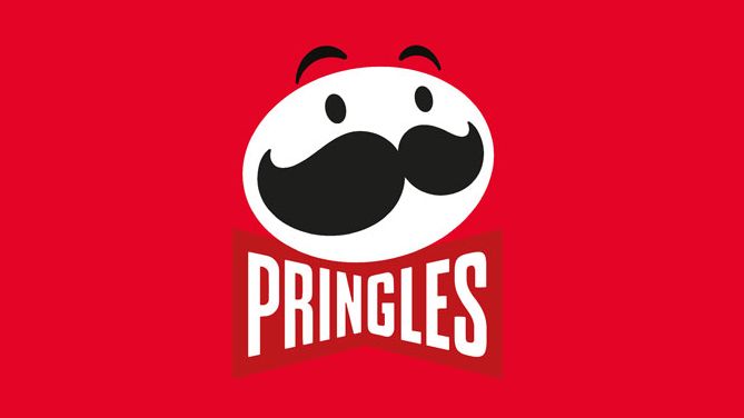 The Pringles logo, with its mustachioed mascot. - 12