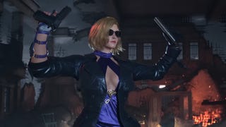 Nina from her Tekken 8 trailer holding two pistols.