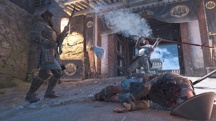 Yasuke uses his teppo to blast a foe away in Assassin’s Creed Shadows.