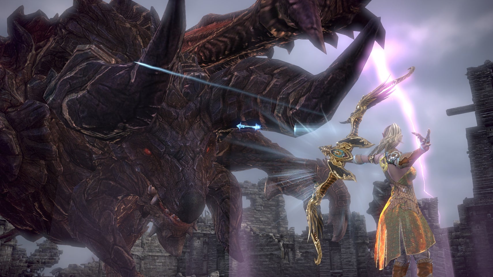 Tera Steam store page image of an archer shooting a big dragon.