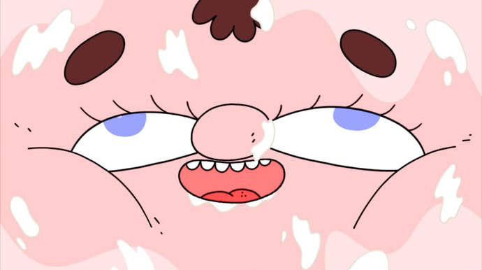 Someone is happy in Thank Goodness You’re Here.