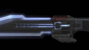 Weapons in DUST 514 include an autocannon, plasma rifle, and a cool knife