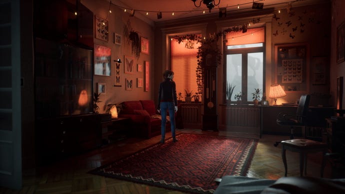 A warm, dimly-lit room from The Medium with ray tracing switched on