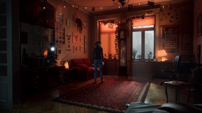 A warm, dimly-lit room from The Medium with ultra ray tracing effects