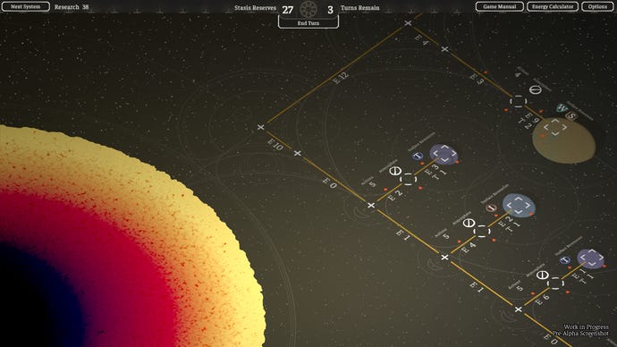 Exploring a solar system in a The Banished Vault screenshot.