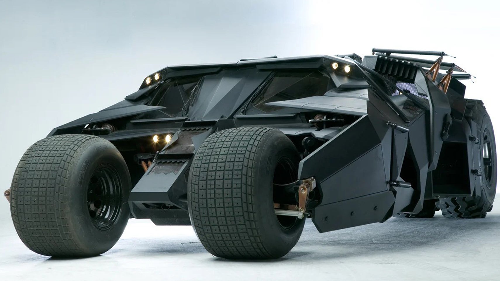 A real-life version of the Batmobile from The Dark Knight, it has two big wheels at the front and looks militaristic in nature. - 1